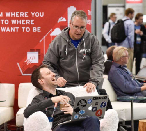 user conference attendees enjoying breakout